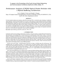 To appear in the Proceedings of the Fourth Annual Optical... and Communications Conference (OptiComm 2003), Dallas, TX