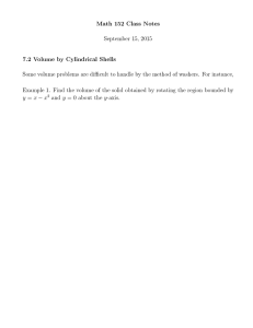 Math 152 Class Notes September 15, 2015 7.2 Volume by Cylindrical Shells