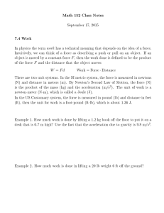 Math 152 Class Notes September 17, 2015 7.4 Work