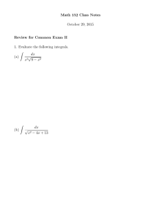 Math 152 Class Notes October 29, 2015 Review for Common Exam II