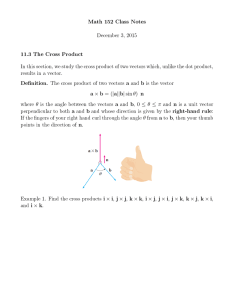 Math 152 Class Notes December 3, 2015 11.3 The Cross Product
