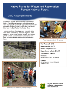 Payette National Forest Native Plants for Watershed Restoration 2012 Accomplishments