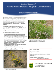 Native Plants Material Program Development Title text here 2010 Accomplishments Caribou-Targhee NF
