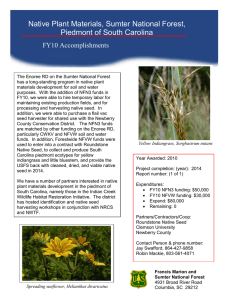 Native Plant Materials, Sumter National Forest, Piedmont of South Carolina FY10 Accomplishments