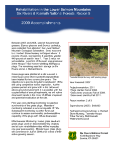 2009 Accomplishments Rehabilitation in the Lower Salmon Mountains