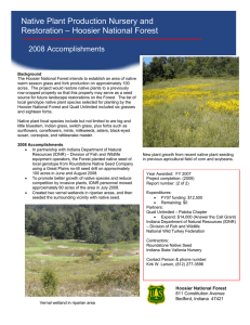 Native Plant Production Nursery and Restoration – Hoosier National Forest 2008 Accomplishments