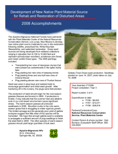 2008 Accomplishments Development of New Native Plant Material Source
