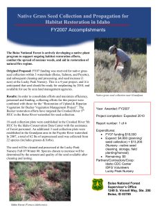 Native Grass Seed Collection and Propagation for Habitat Restoration in Idaho