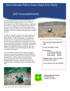 Sierra Nevada Native Grass Seed Zone Study 2007 Accomplishments
