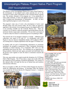Uncompahgre Plateau Project Native Plant Program  2007 Accomplishments