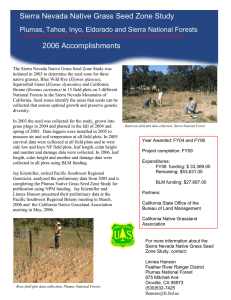 Sierra Nevada Native Grass Seed Zone Study 2006 Accomplishments