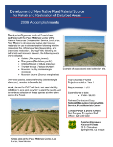 2006 Accomplishments Development of New Native Plant Material Source