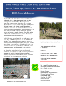 Sierra Nevada Native Grass Seed Zone Study 2005 Accomplishments