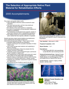 The Selection of Appropriate Native Plant Material for Rehabilitation Efforts 2005 Accomplishments