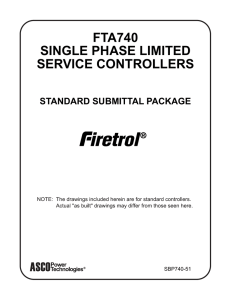 FTA740 SINGLE PHASE LIMITED SERVICE CONTROLLERS STANDARD SUBMITTAL PACKAGE
