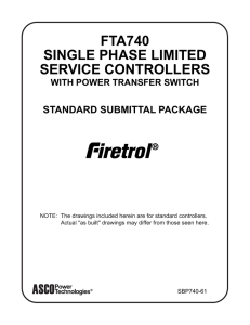 FTA740 SINGLE PHASE LIMITED SERVICE CONTROLLERS STANDARD SUBMITTAL PACKAGE