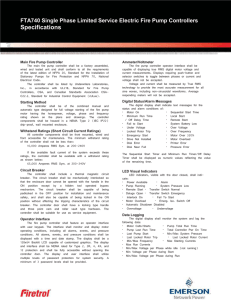 Specifications FTA740 Single Phase Limited Service Electric Fire Pump Controllers