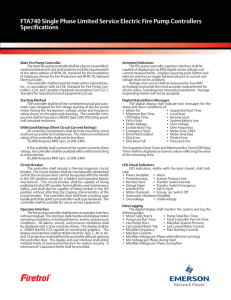 FTA740 Single Phase Limited Service Electric Fire Pump Controllers Specifications