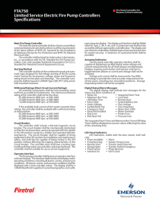 FTA750 Limited Service Electric Fire Pump Controllers Specifications