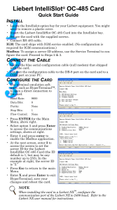 Liebert IntelliSlot OC-485 Card Quick Start Guide I