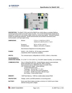 Specification for SiteI/O 10/0