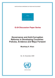 Governance and Anti-Corruption Reforms in Developing Countries: Policies, Evidence and Ways Forward