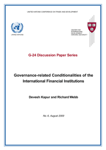 Governance-related Conditionalities of the International Financial Institutions G-24 Discussion Paper Series