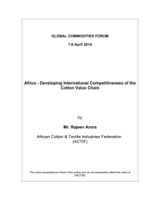 Africa - Developing International Competitiveness of the Cotton Value Chain