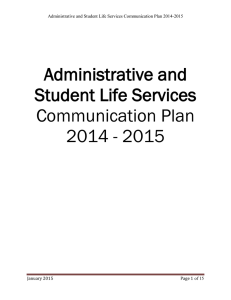 Administrative and Student Life Services Communication Plan 2014 - 2015