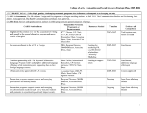 College of Arts, Humanities and Social Sciences Strategic Plan, 2015-2016