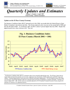 Quarterly Updates and Estimates  Update on the El Paso County Economy