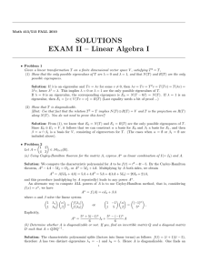SOLUTIONS EXAM II – Linear Algebra I