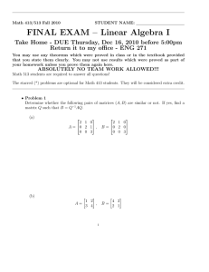 FINAL EXAM – Linear Algebra I