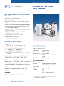 Marksman™ PFT Series Filter Elements High Capacity Pleated Polypropylene Filter Elements