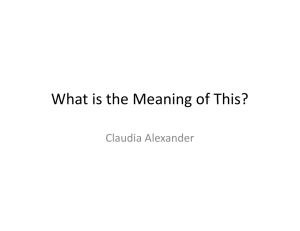What is the Meaning of This? What is the Meaning of This? Claudia Alexander