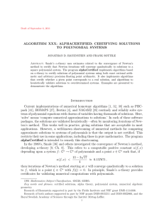 ALGORITHM XXX: ALPHACERTIFIED: CERTIFYING SOLUTIONS TO POLYNOMIAL SYSTEMS