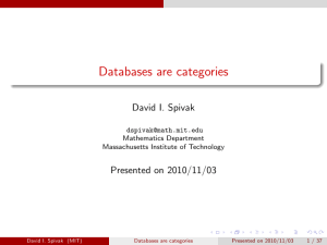 Databases are categories David I. Spivak Presented on 2010/11/03