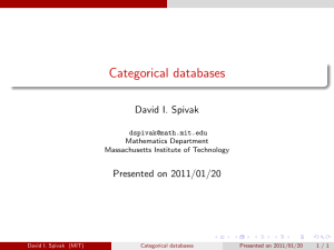 Categorical databases David I. Spivak Presented on 2011/01/20