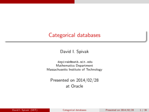 Categorical databases David I. Spivak Presented on 2014/02/28 at Oracle