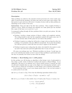 18.783 Elliptic Curves Spring 2015 Problem Set #3 Due: 02/27/2015