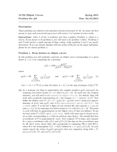 18.783 Elliptic Curves Spring 2015 Problem Set #8 Due: 04/10/2015