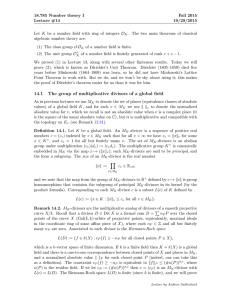 18.785 Number theory I Fall 2015 Lecture #14 10/29/2015