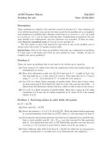 18.785 Number Theory Fall 2015 Problem Set #3 Due: 10/05/2015