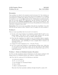 18.785 Number Theory Fall 2015 Problem Set #4 Due: 10/13/2015