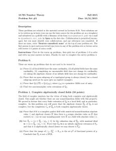 18.785 Number Theory Fall 2015 Problem Set #5 Due: 10/21/2015