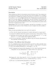 18.785 Number Theory Fall 2015 Problem Set #6 Due: 10/28/2015