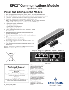 RPC2 Communications Module Install and Configure the Module Quick-Start Guide