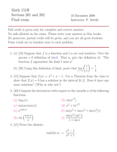 Math 151H Sections 201 and 202 Final exam