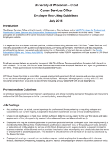 University of Wisconsin – Stout Career Services Office Employer Recruiting Guidelines July 2015