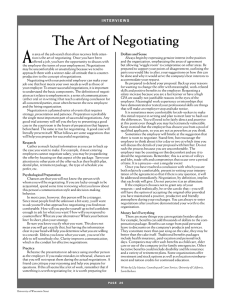 A The Art of Negotiating S T A F F